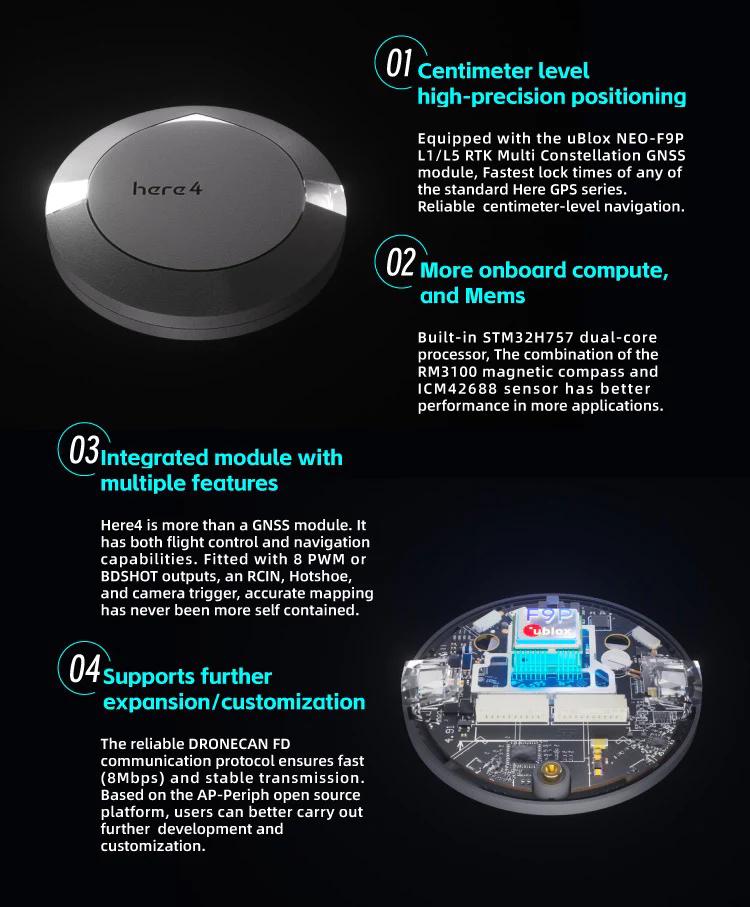 Приймач GPS CubePilot HEX Here 4 CAN F9P RTK GNSS (52522) - фото 3 Приймач GPS CubePilot HEX Here 4 CAN F9P RTK GNSS (52522) - фото 3