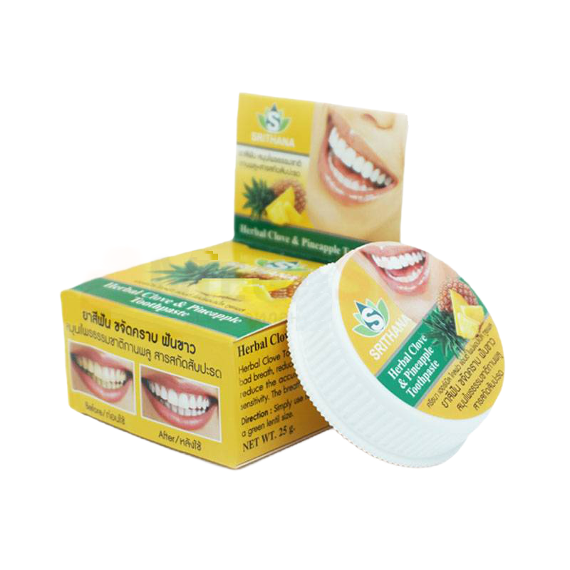 Зубная отбеливающая паста Srithana с ананасом и травами 25 м (8859167805377)