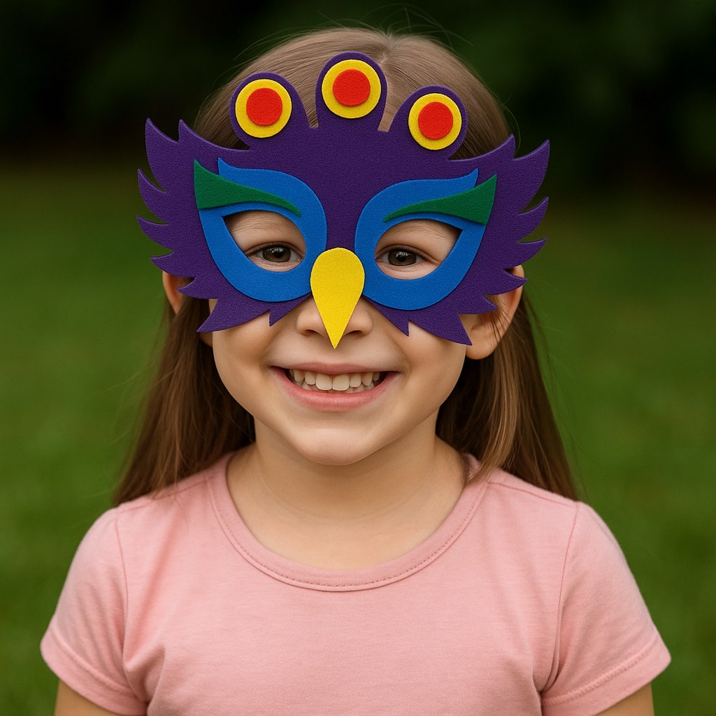 Маска павлина детская из фетра One size Разноцветный (667523) - фото 2 Маска павлина детская из фетра One size Разноцветный (667523) - фото 2