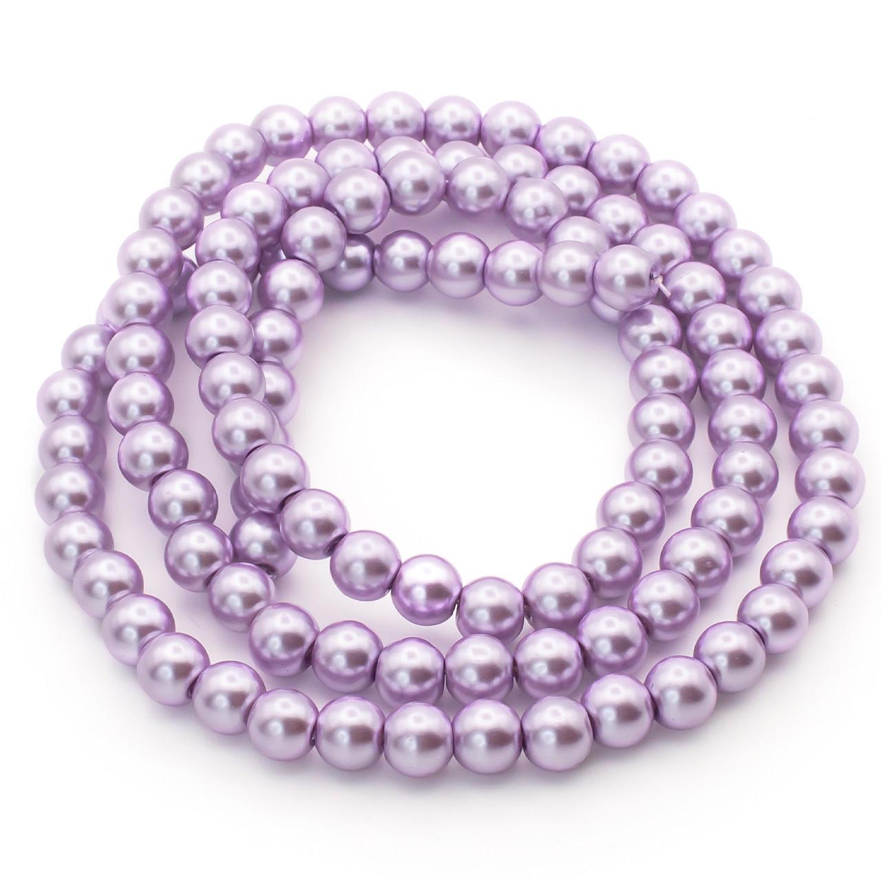 Бусины стеклянные на нитке под жемчуг 6 мм 80 см 145 шт. Сиреневый (БЖ0006к15) Бусины стеклянные на нитке под жемчуг 6 мм 80 см 145 шт. Сиреневый (БЖ0006к15)