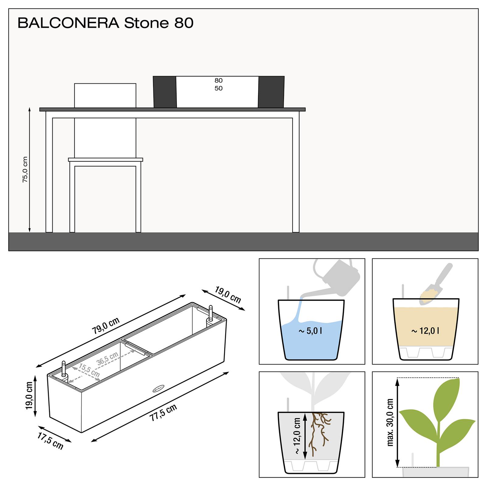 Вазон Lechuza BALCONERA Stone 80 Бежевый - фото 5