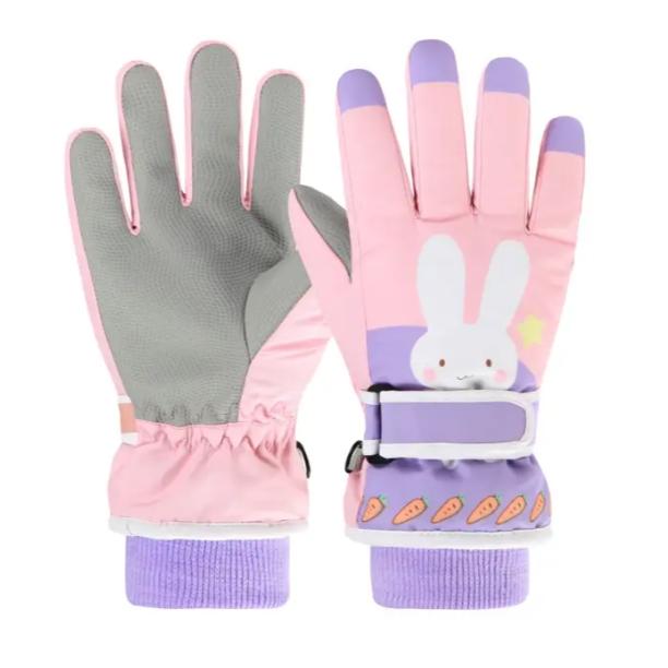 Детские перчатки Зайчик с морковками с водоотталкивающим покрытием флисовые L Сиреневый (ЗП-1004-43)