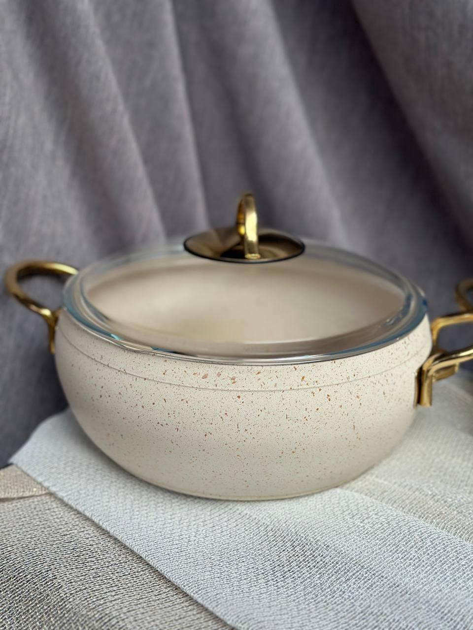 Набір каструль OMS Gold 6 предметів Бежевий (3031-1) - фото 3 Набір каструль OMS Gold 6 предметів Бежевий (3031-1) - фото 3