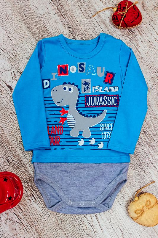 Боди ясельный Носи свое Дино 62 см с длинным рукавом Бирюзовый (p-5064-69340)