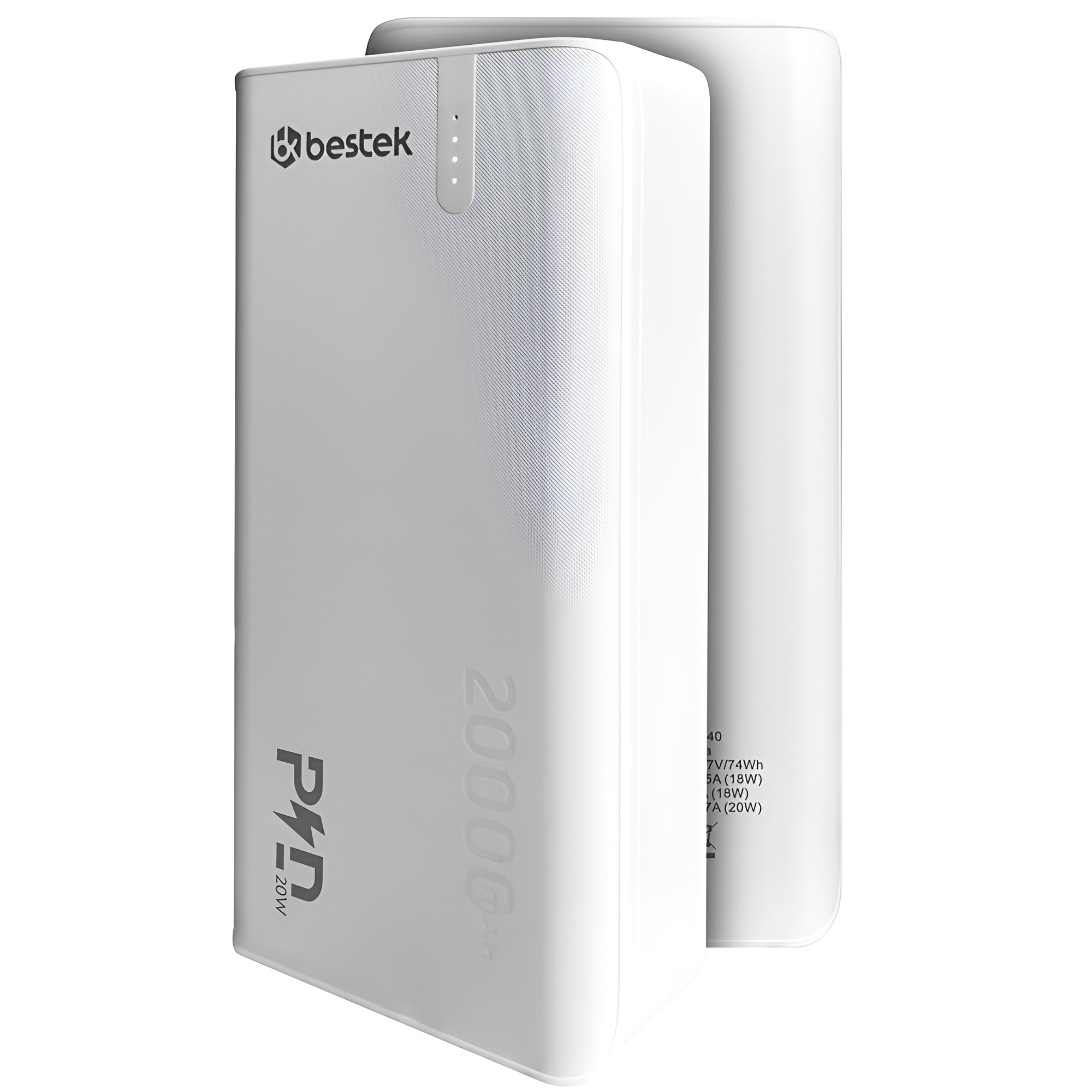 Аккумулятор наружный с быстрой зарядкой Bestek BK77489 20000 mAh QC 3.0 PD 22,5 W Белый (bd2d9a79) - фото 1