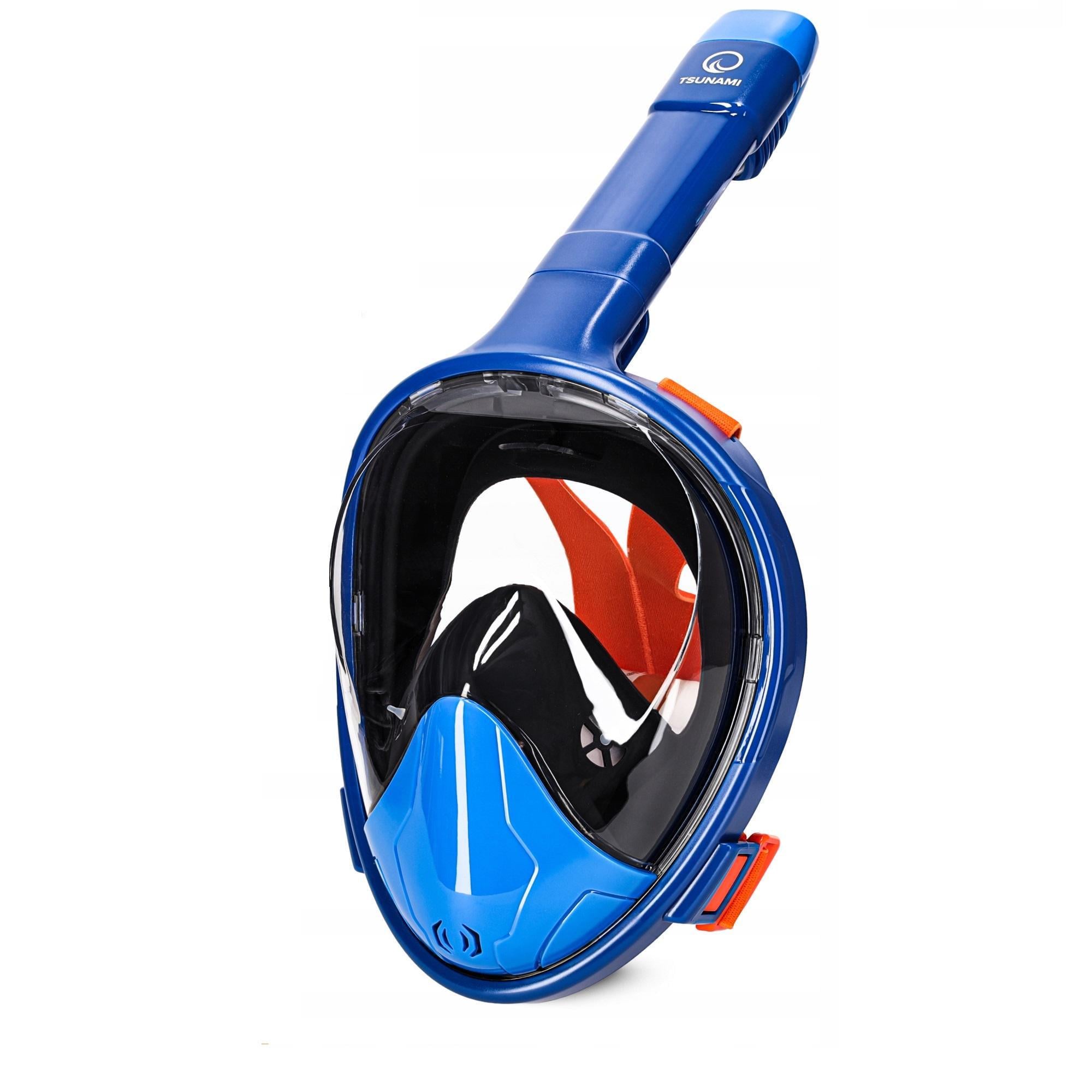 Маска для снорклинга TSUNAMI полнолицевая/со складной трубкой S/M Blue (P-5905973405454)