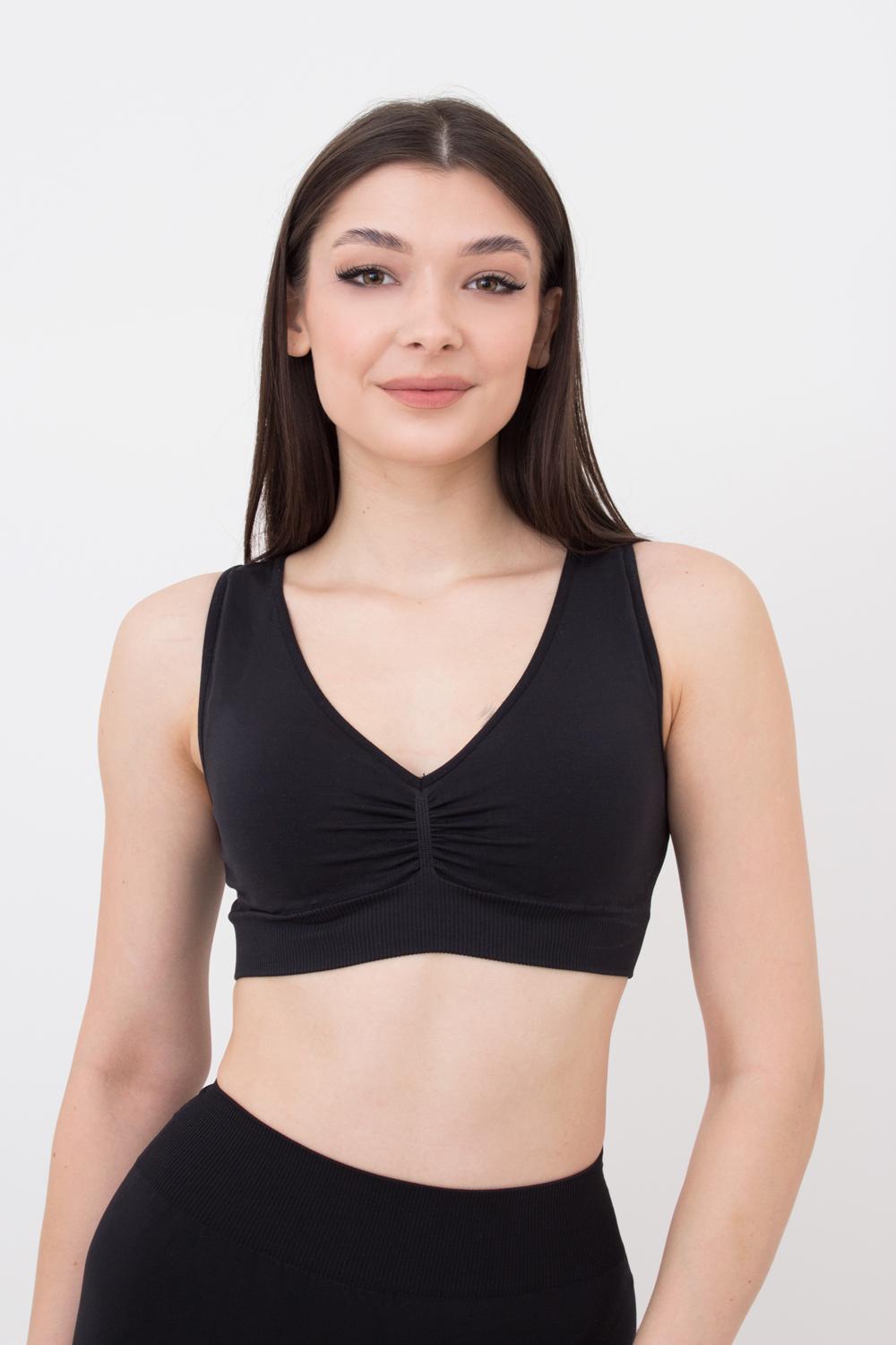 Топ жіночий безшовний Giulia TOP SHAPE з ефектом push-up з мікрофібри L/XL Black (4823116921887)