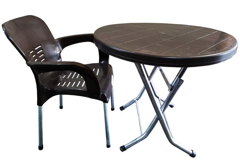 Стіл садовий Барі розкладний пластиковий круглий D 80 см Коричневий (26004450) - фото 2