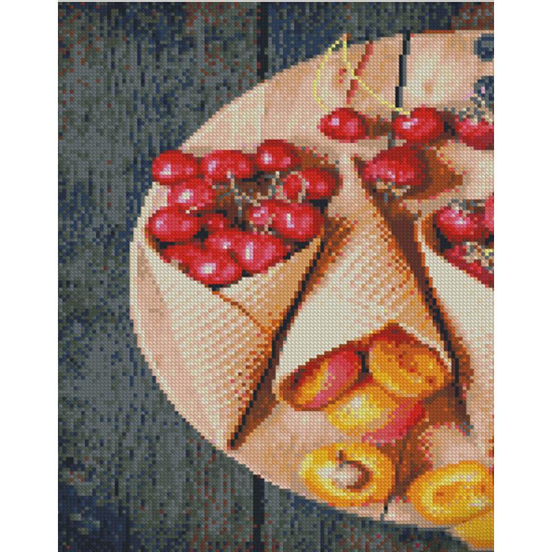 Алмазная мозаика на подрамнике Strateg Премиум Фрукты на доске 30x40 см (Str-KB058)