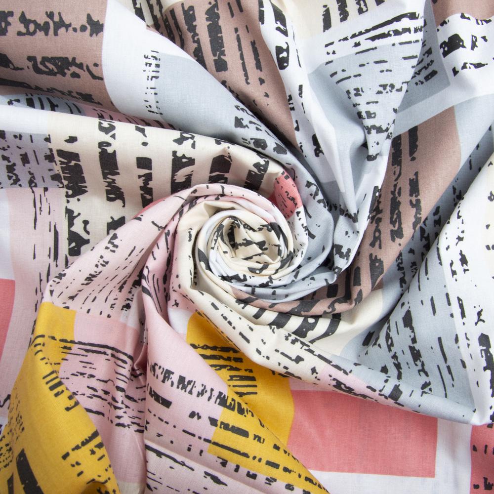 Ткань бязь ранфорс для постельного белья Квадро 2,4 м Бежевый (23850)