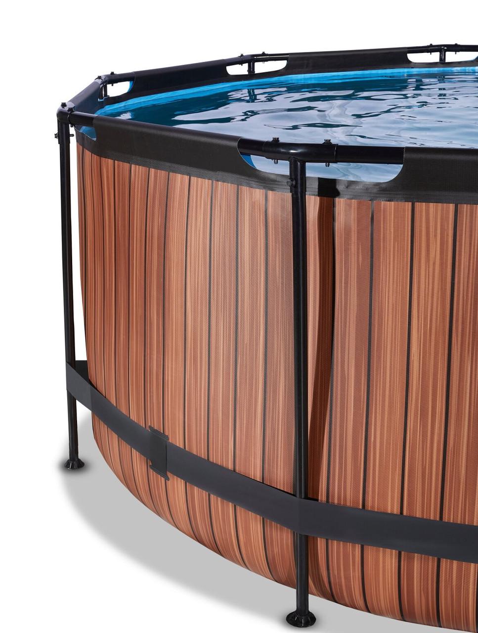 Басейн каркасний Exit Toys з накриттям і нагріванням води 360х122 см Дерево (2399305885) - фото 3