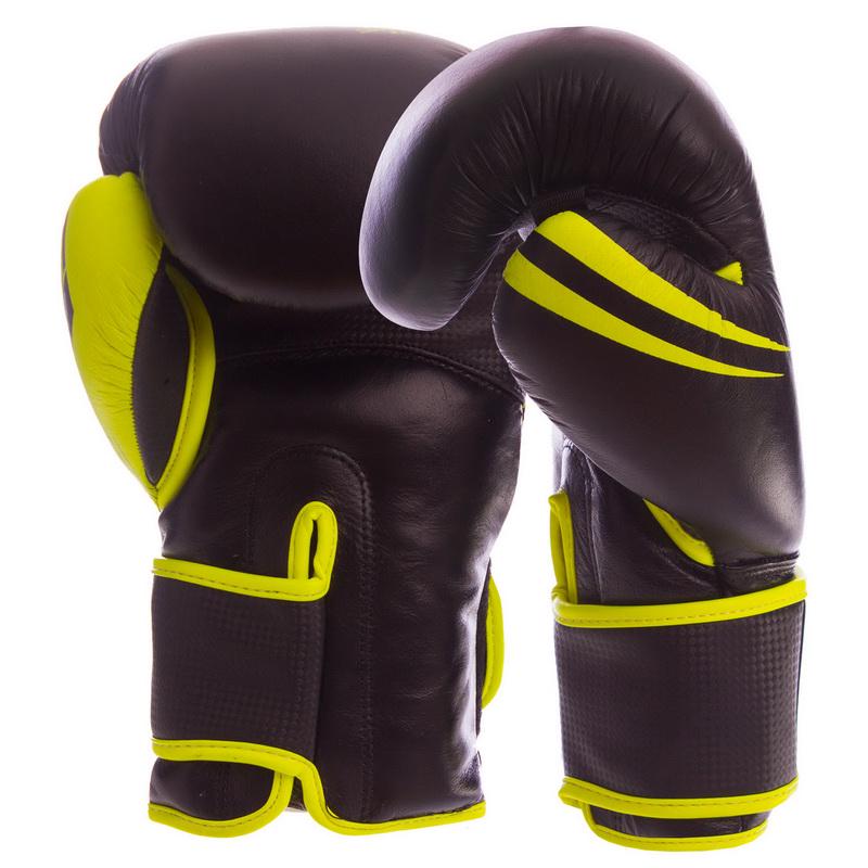 Боксерские перчатки VNM NEO VN-006 кожаные 12 унций Черный/салатовый