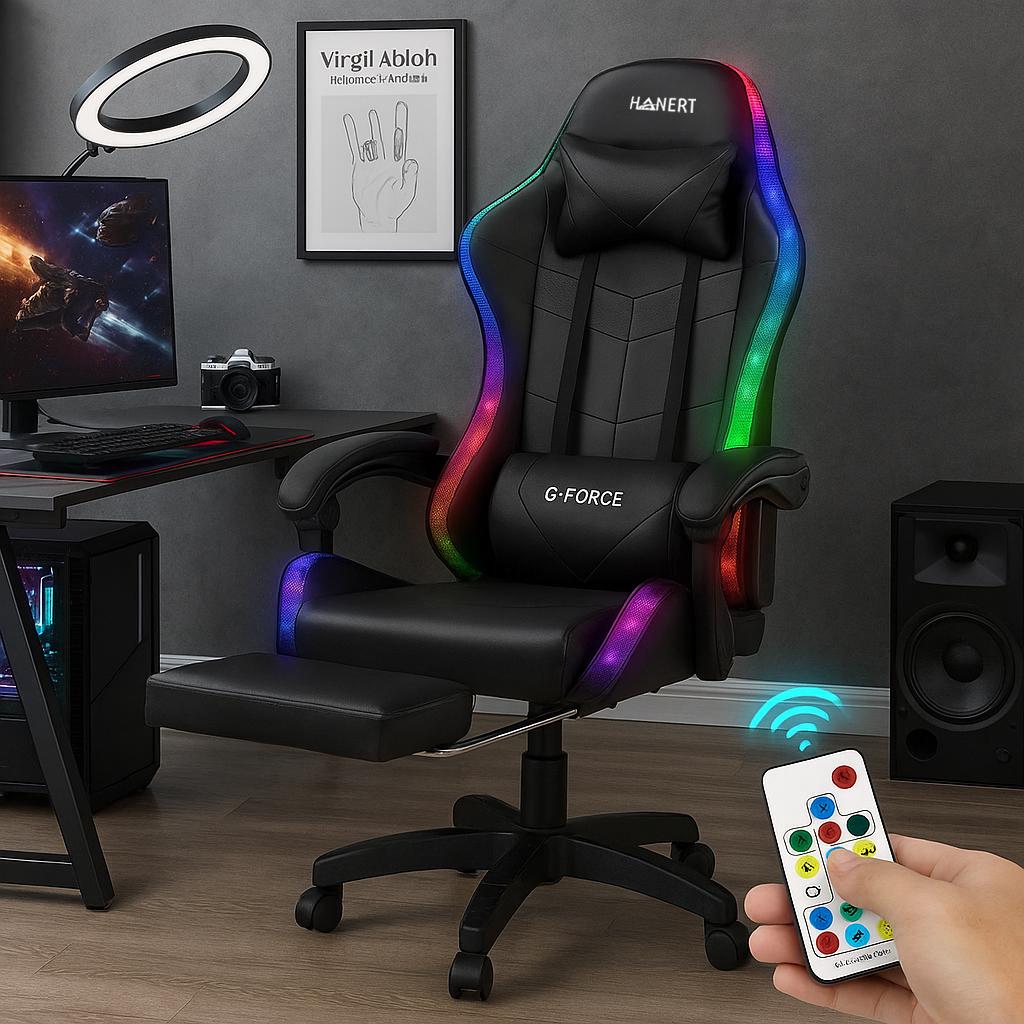 Крісло геймерське з підсвічуванням Hanert G-Force RGB Black - фото 2
