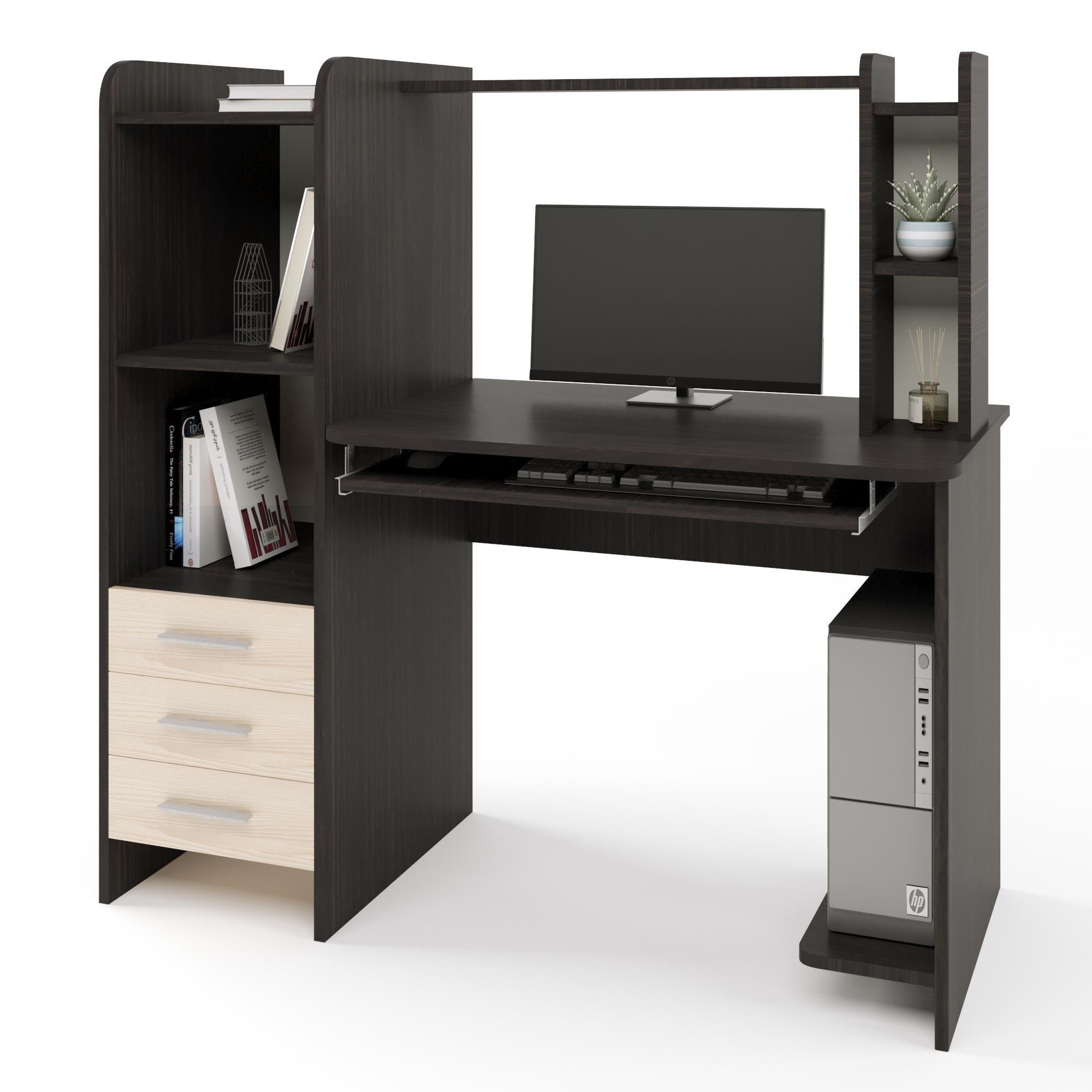 Компьютерный стол с надставкой Эверест Лира 1250х600х1250 мм Венге\Дуб молочный (4125)