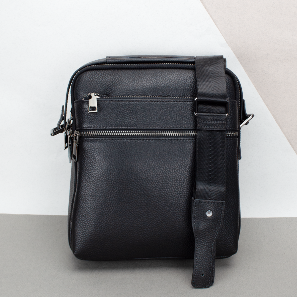 Сумка чоловіча шкіряна Tiding Bag 17622-3A через плече з ручкою Чорний (2440626155)