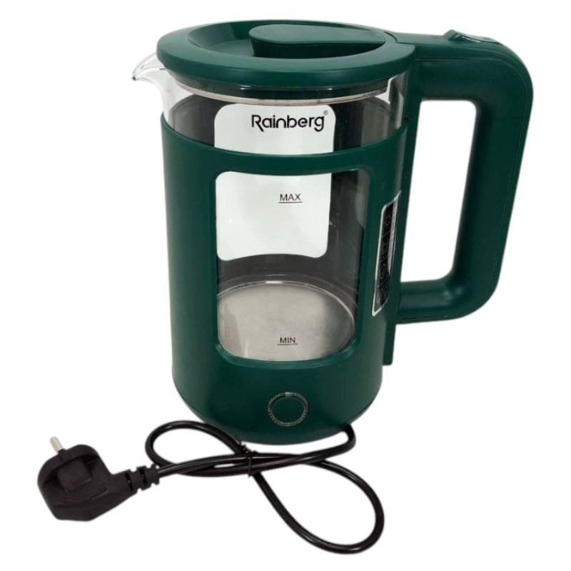 Электрочайник Rainberg RB-2220 стеклянный дисковый 2L 2200W Green (tf7443)