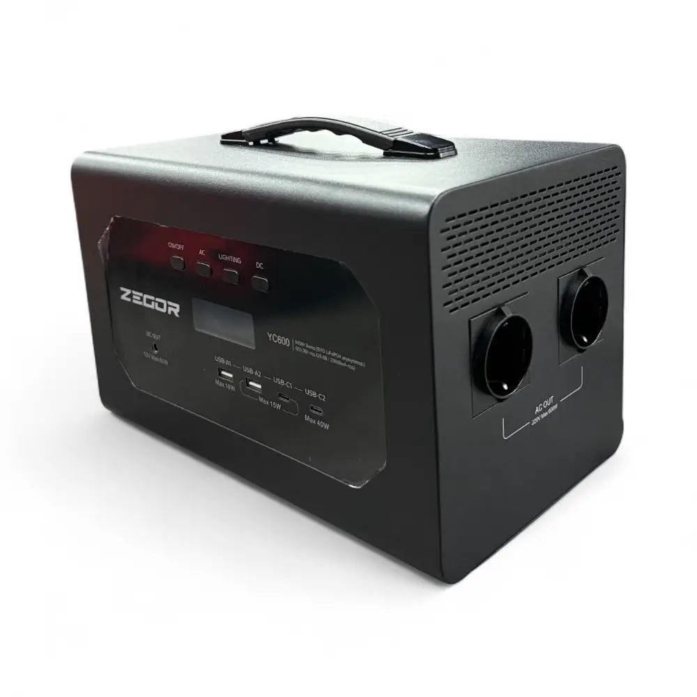 Зарядная станция Zegor BYD LiFePO4 YC600 655Wh 600W с фонариком