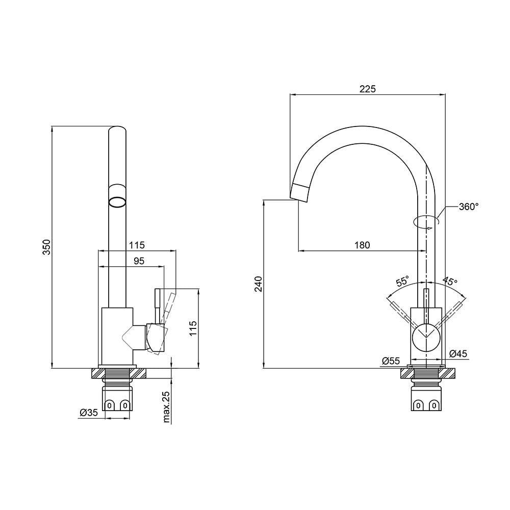 Смеситель для кухни Brinex 20N 007F Никель (SD00037097) - фото 2