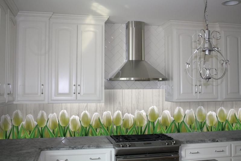 Кухонний фартух Zatarga Тюльпани 01 600 х 2500 мм Білий (Z180098/1)