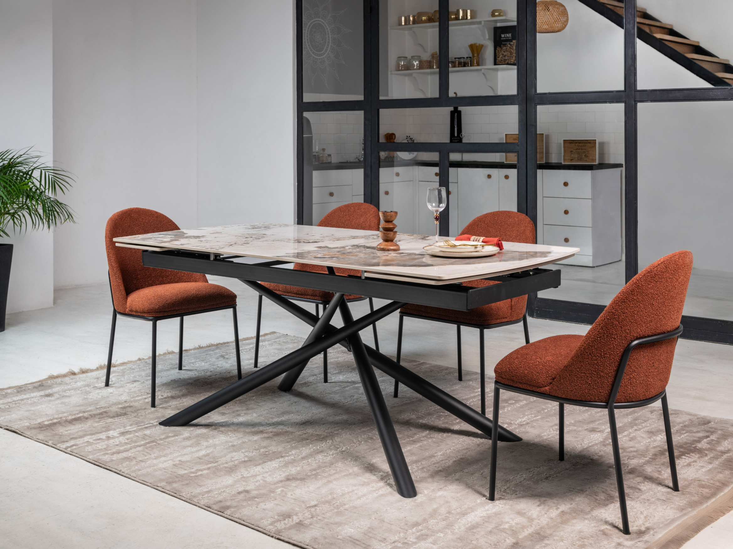 Стол обеденный раздвижной Vetro Mebel Пино 1800-2400x900x760 мм Патагония/Черный (TМL-1200) - фото 8