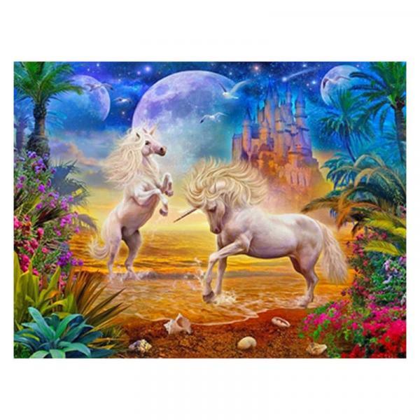Алмазна мозаїка TK Group Єдиноріг і казковий замок 40х30 см з рамкою в коробці (GB74843-mt)