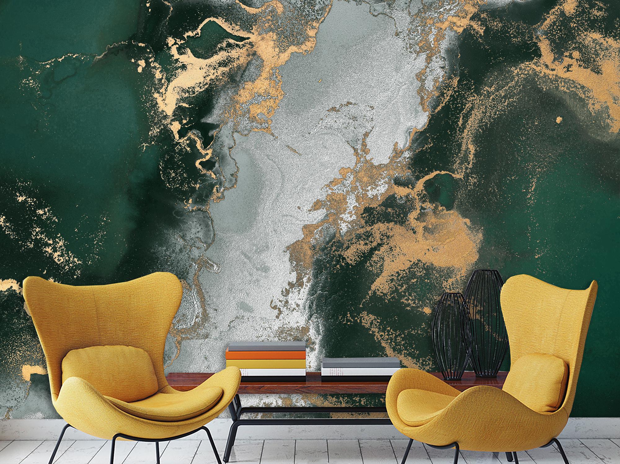 Фотообои флизелиновые Серо-зеленый абстрактный мрамор 210х315 см (S5WTR-018/5)