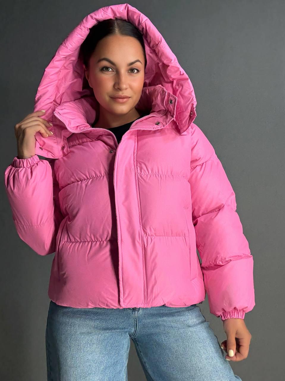 Куртка жіноча Lady Yep 10005 дута пуффер з капюшоном р. 46 Рожевий