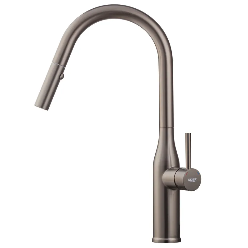 Смеситель для кухни KOER KI-70004-07 с выдвижным изливом Графит (KR3387)