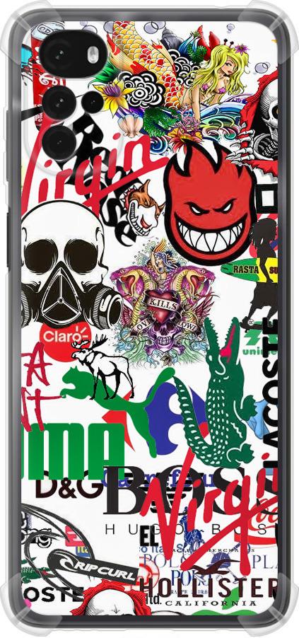 Чехол на Motorola G22 Many different logos (4022sp-2681-42517)