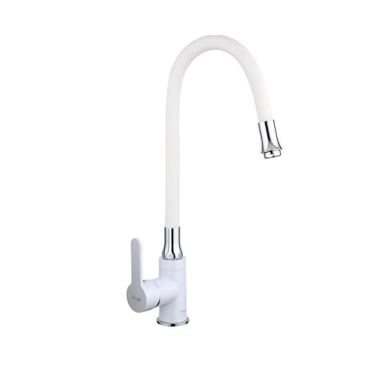 Смеситель для кухни Frap F4041 с гибким изливом Белый/Хром (1033660)