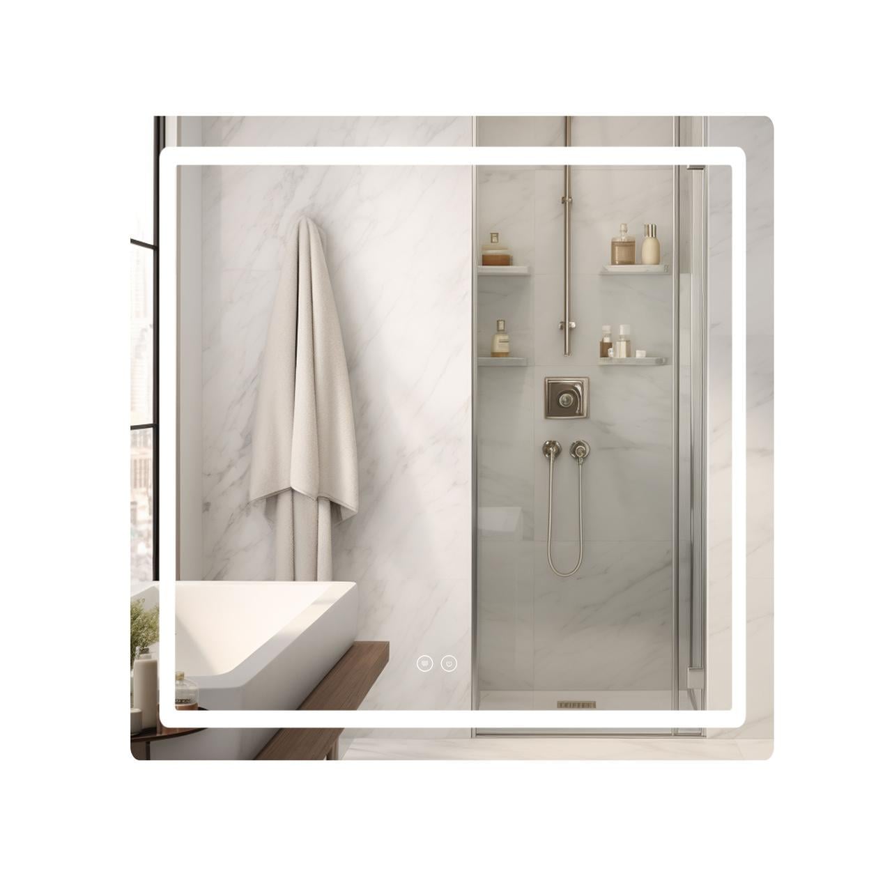 Зеркало Qtap Mideya MI2 с LED-подсветкой Touch/с антизапотеванием/димером 700х800 мм (QT2078DCF7080)