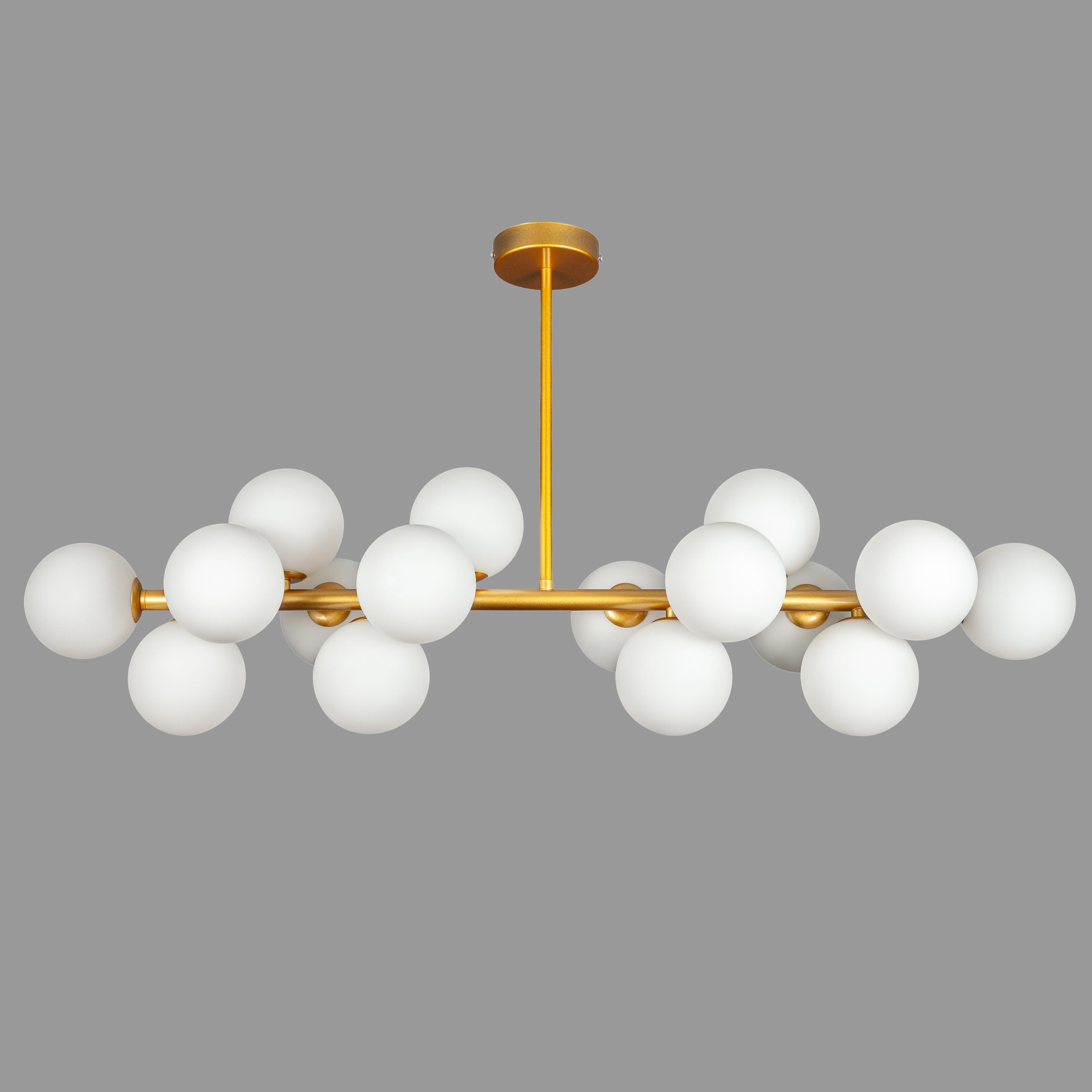 Люстра длинная Bubbles на 16 ламп Золотой (84-1020-16 DDG+WH)