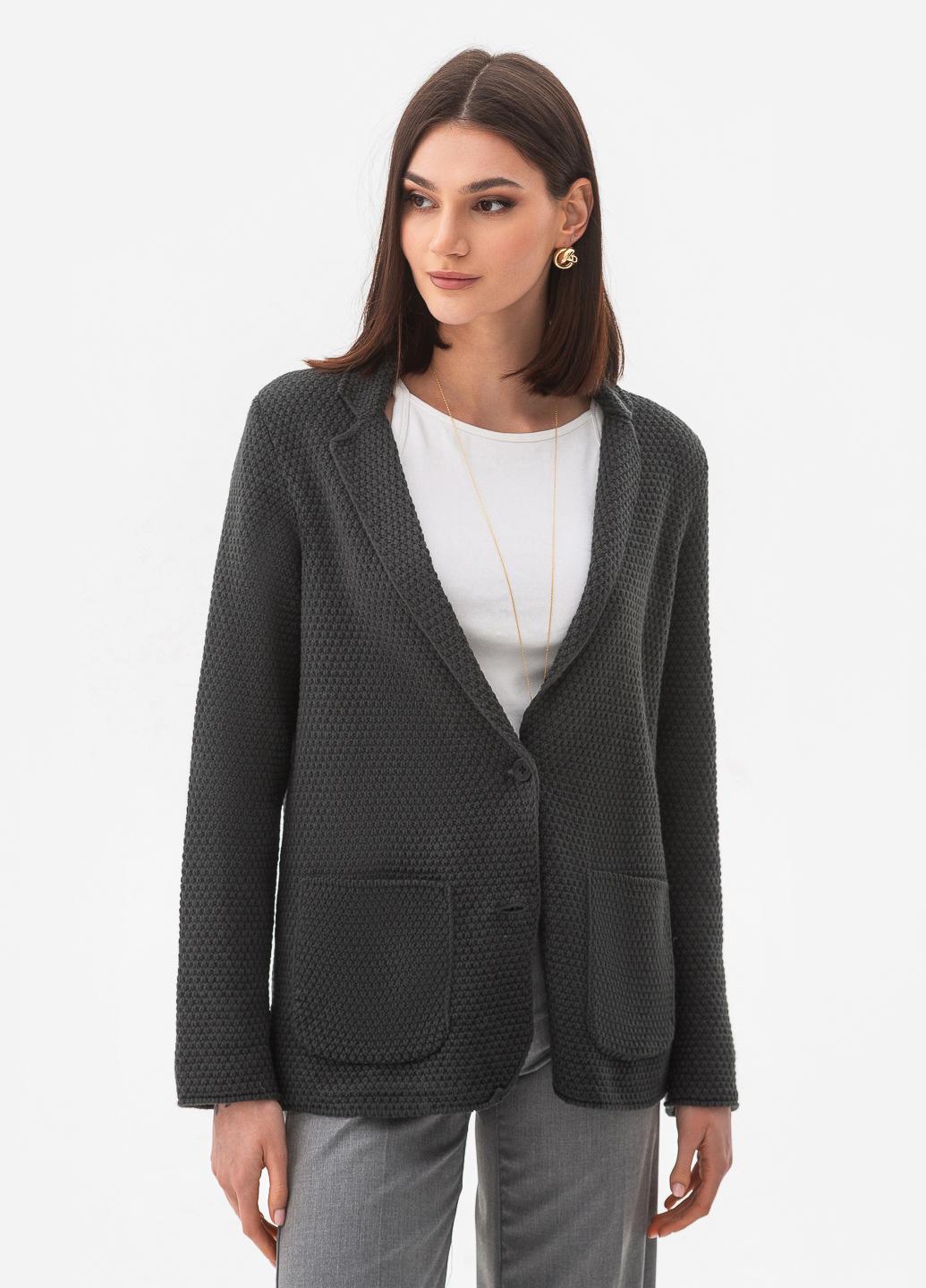 Пиджак женский рисовой вязки SVTR р. 48-50 Темно-серый (598) - фото 5 Пиджак женский рисовой вязки SVTR р. 48-50 Темно-серый (598) - фото 5