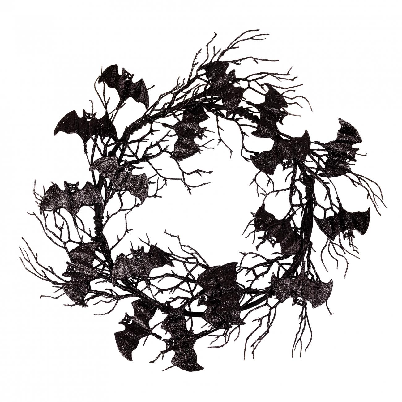 Декоративный венок Yes! Fun Хэллоуин Летучие мыши d 51 см Черный (0973376)