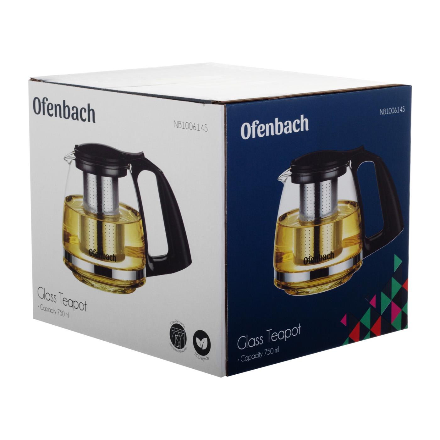 Заварочный чайник со съемным ситечком Ofenbach KM-100614S из термостойкого стекла 750 мл Прозрачный (150-84-100614S) - фото 9