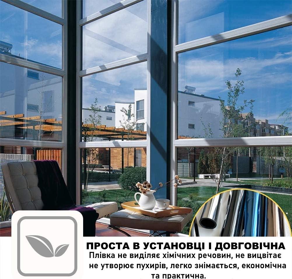 Плівка сонцезахисна багаторазова FILMGOO дзеркальна для тонування вікон із затемненням 60х200 см Синій (13303732) - фото 4