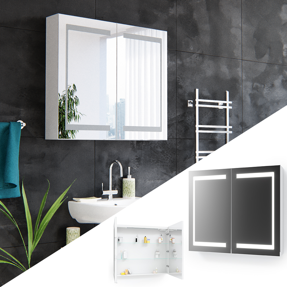 Шкаф зеркальный Vicco с LED подсветкой 80х70 Белый - фото 6 Шкаф зеркальный Vicco с LED подсветкой 80х70 Белый - фото 6