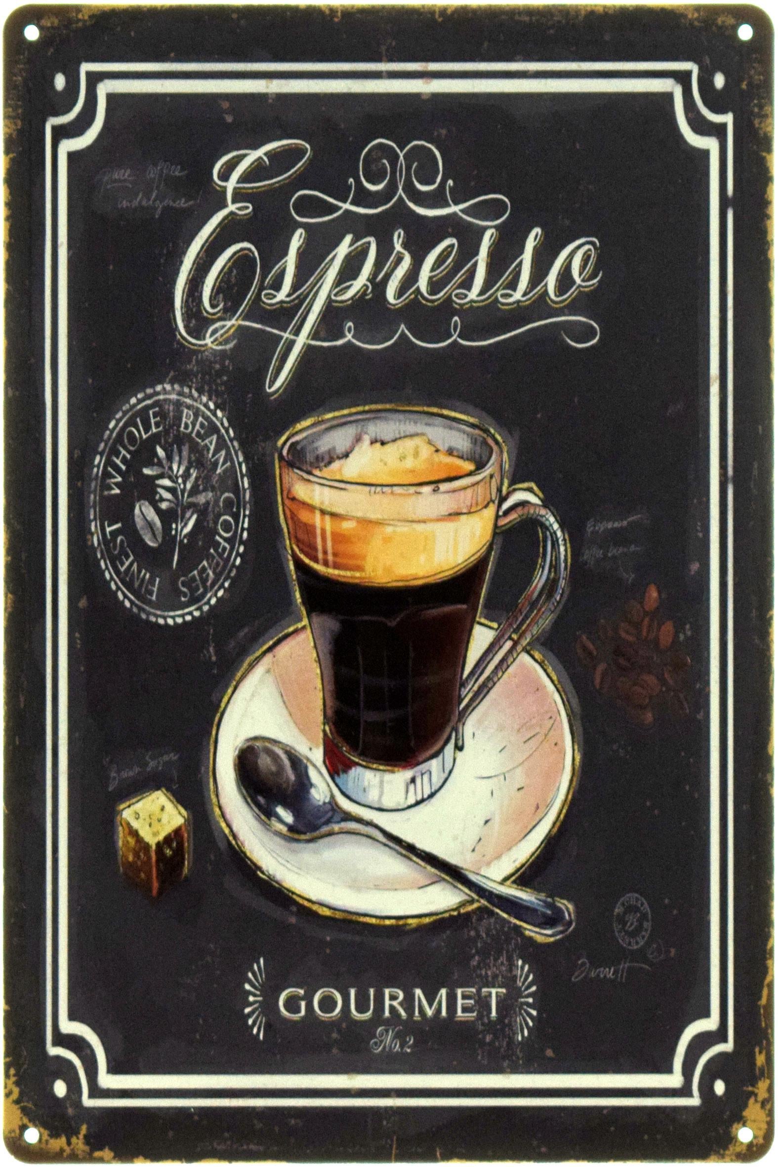 Табличка металлическая "Espresso" 20x30 см (ms-104480)