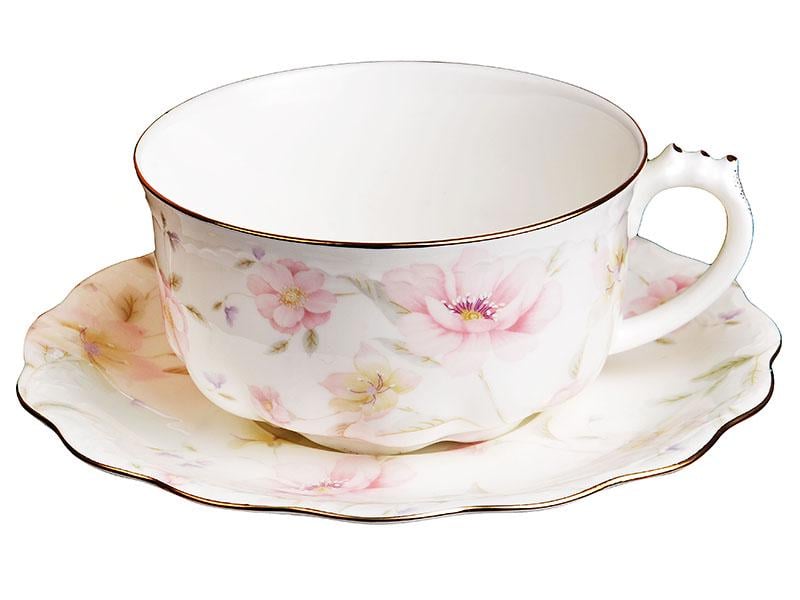 Чашка чайна Lefard Лаура порцелянова з блюдцем 400 мл (264-646) - фото 1