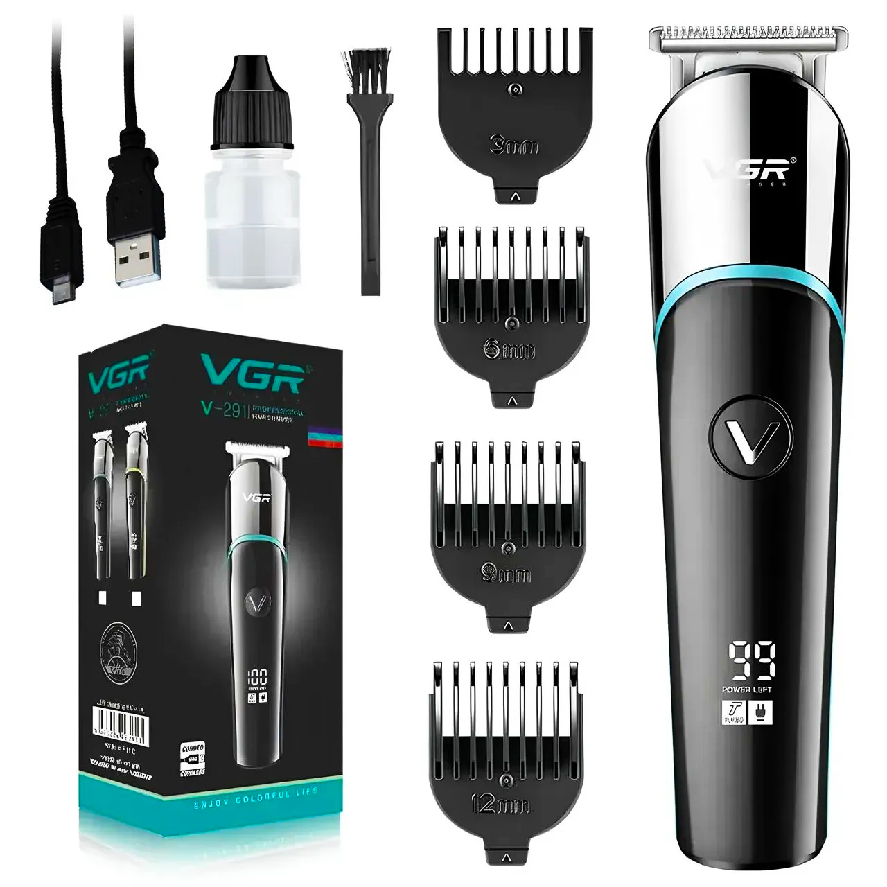 Машинка VGR V-291 акумуляторна з   насадками 4 шт.  (30474994)