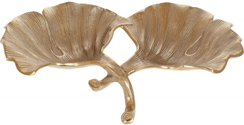 Блюдо декоративно двойное Gingo 32х23х5,5 см металлическое Золотой антик (BD-438-123)