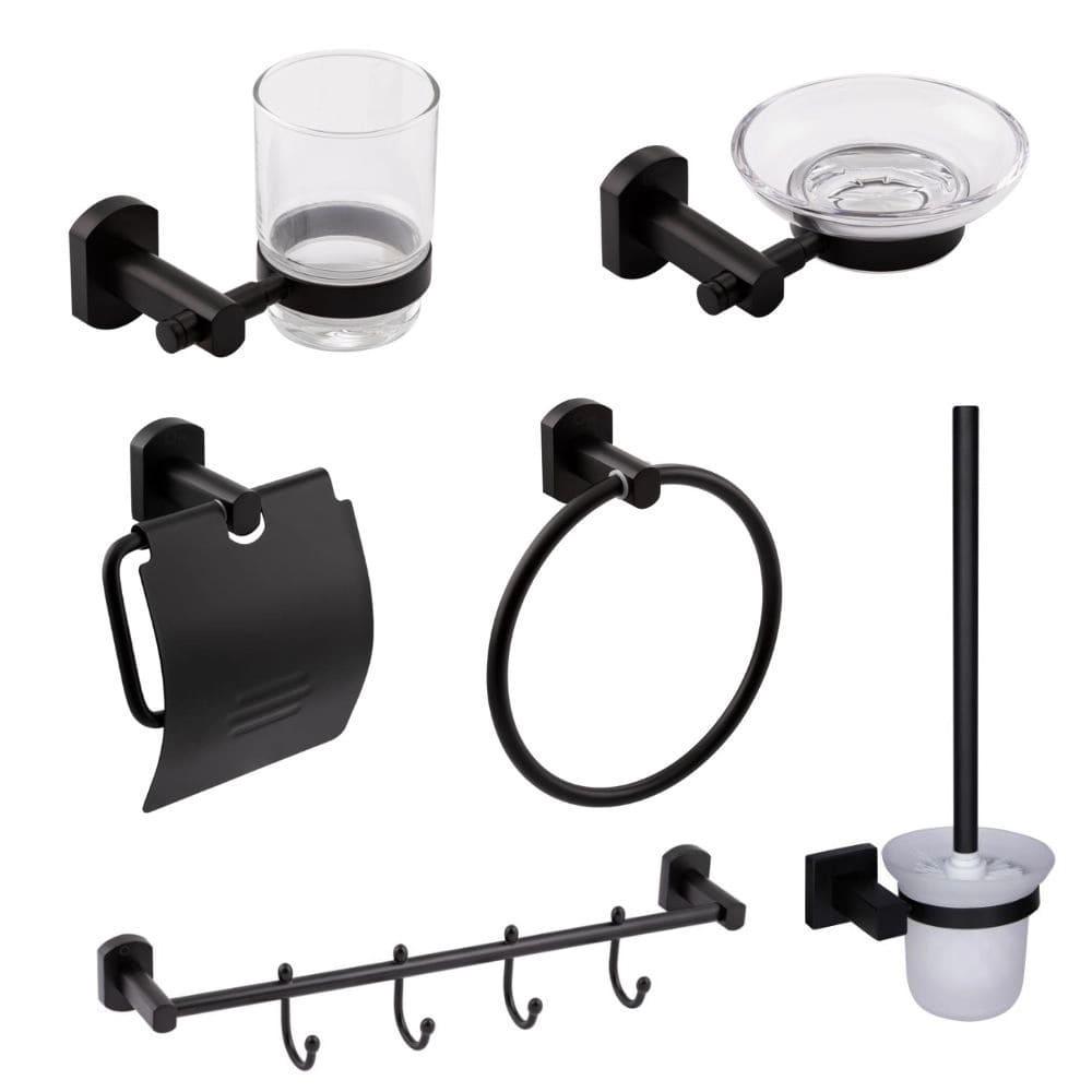 Набор аксессуаров для ванной Qtap Liberty 3 Black Matt (FRRS00051837)