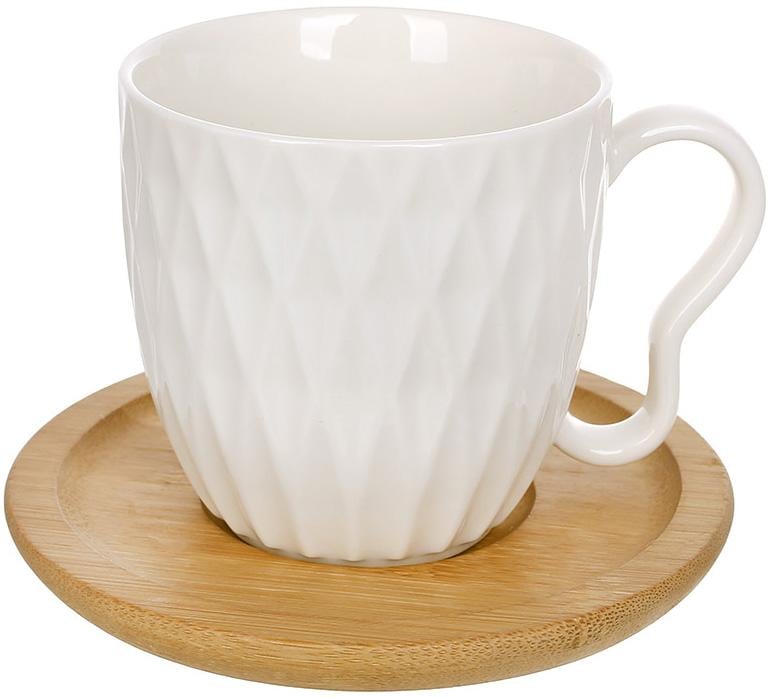 Набор чайный на 4 чашки и 4 бамбуковых блюдца 200 мл