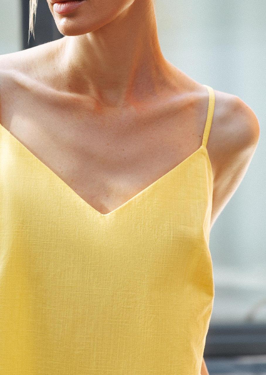 Костюм женский Leinle майка на тонких бретелях/шорты с высокой посадкой XL Желтый (1504/69020+1529/69020) - фото 3