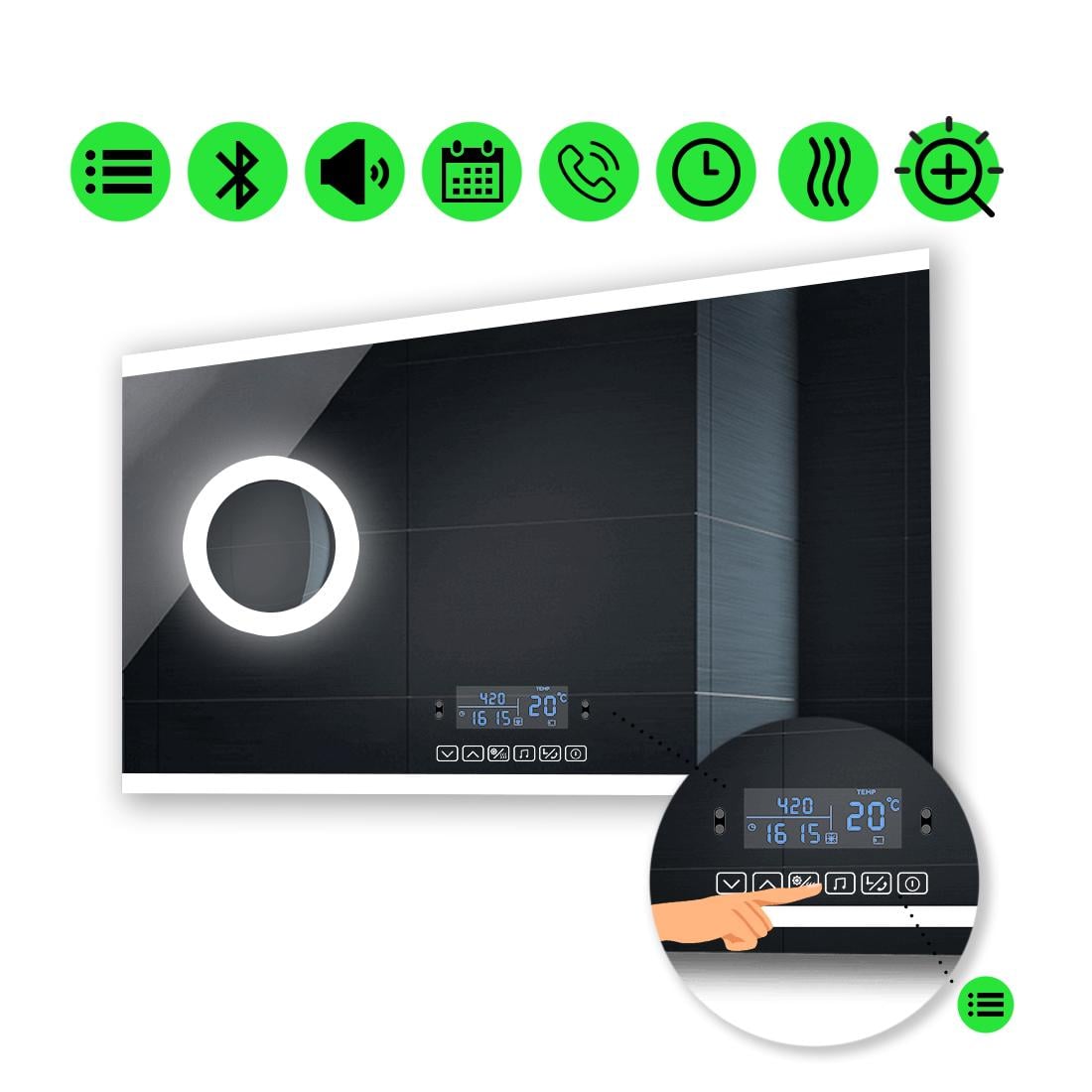 Зеркало с LED подсветкой Ines с Smart-блоком и линзой с подсветкой 60x80 см (Ines40)