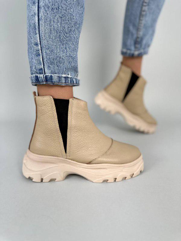 Черевики жіночі шкіряні демісезонні р. 40 Бежевий (6402д/40)