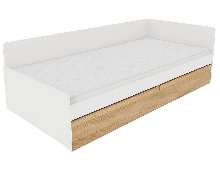 Кровать с ящиками Эверест 800 сплошной щит 80x190 см Белый/Дуб сонома (ЕВ20739.08)