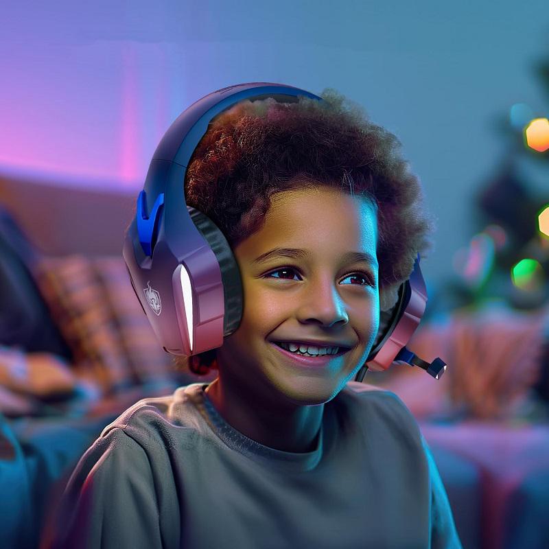 Наушники геймерские Kotion Each H-9 с подсветкой Синий (2377) - фото 4 Наушники геймерские Kotion Each H-9 с подсветкой Синий (2377) - фото 4