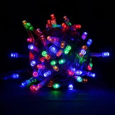 Электрогирлянда внутренняя разноцветная встроенный светодиод (LED) 100 ламп 8 м с контроллером зеленый провод