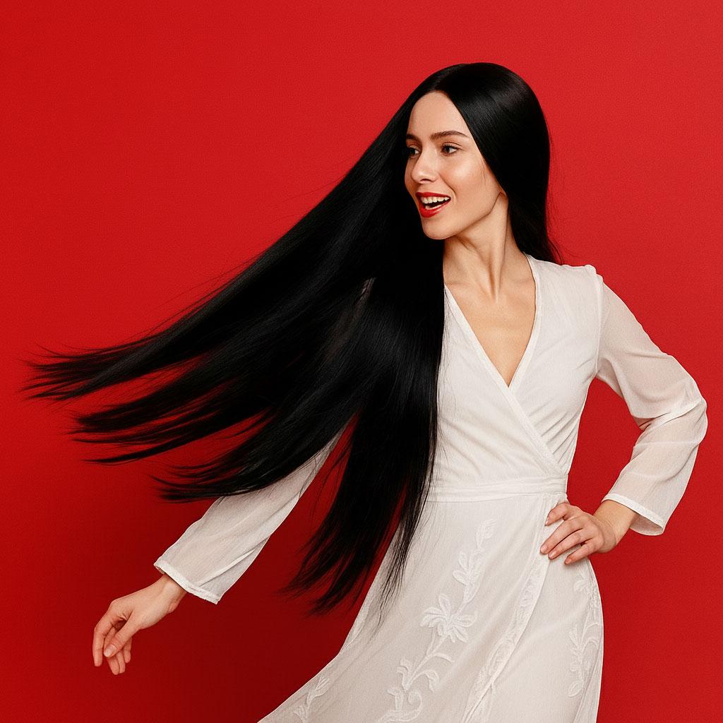 Перука аніме без чубчика 100 см Чорний (K0932-1)